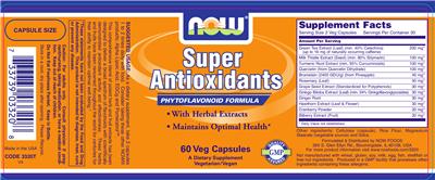 Photo of the NOW Super Antioxidants label