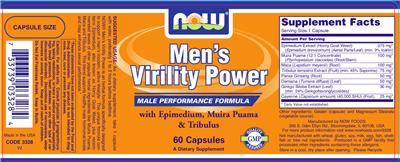 Photo of the NOW Men's Virility Power label
