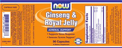 Photo of the NOW Ginseng & Royal Jelly label