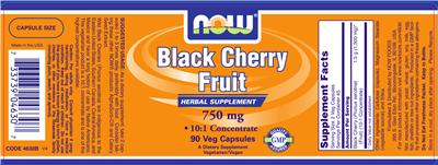 Photo of the NOW Black Cherry Fruit 750 mg label