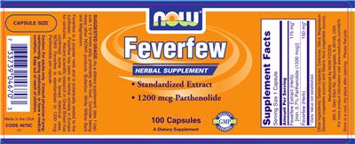Photo of the NOW Feverfew label
