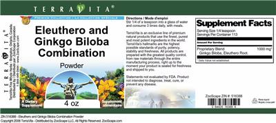 Photo of the TerraVita Premium Collection Eleuthero and Ginkgo Biloba Combination Powder label