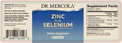 Photo of the Dr. Mercola Zinc plus Selenium label