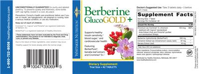 Photo of the Whitaker Nutrition Berberine GlucoGOLD+ label