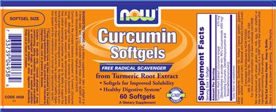 Photo of the NOW Curcumin Softgels From Turmeric Root Extract label