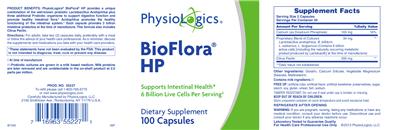 Photo of the PhysioLogics BioFlora HP label