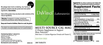 Photo of the DaVinci Laboratories Multi-Source Cal Mag label