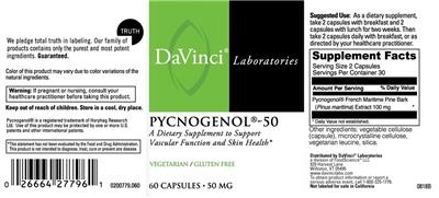 Photo of the DaVinci Laboratories Pycnogenol-50 50 mg label