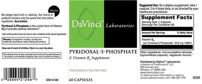 Photo of the DaVinci Laboratories Pyridoxal-5-Phosphate label