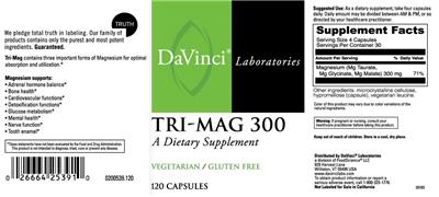 Photo of the DaVinci Laboratories Tri-Mag 300 label