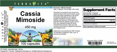 Photo of the TerraVita Premium Collection Cassia mimoside 450 mg label