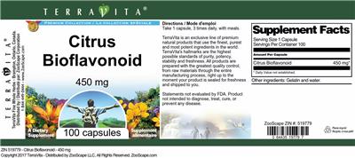 Photo of the TerraVita Premium Collection Citrus Bioflavonoid 450 mg label