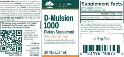 Photo of the Genestra Brands D-Mulsion 1000 Natural Lemon Flavor label