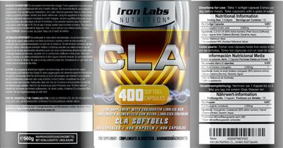Photo of the Iron Labs Nutrition CLA label