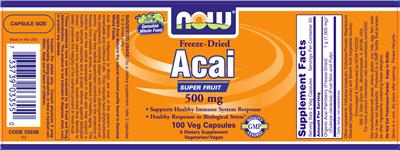 Photo of the NOW Acai label