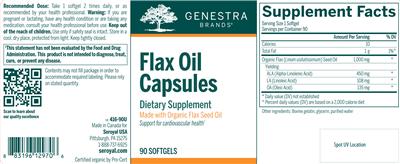 Photo of the Genestra Brands Flax Oil Capsules label
