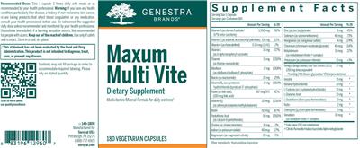 Photo of the Genestra Brands Maxum Multi Vite label