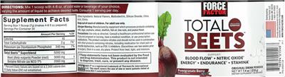 Photo of the Force Factor Total Beets Pomegranate Berry label