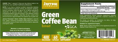 Photo of the Jarrow Formulas Green Coffee Bean Extract 400 mg label