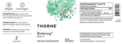 Photo of the Thorne Berbercap label