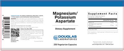 Photo of the Douglas Laboratories Magnesium/Potassium Aspartate label
