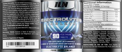 Photo of the ILN Iron Labs Nutrition Electrolytes Tablets label