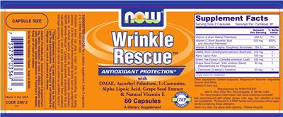 Photo of the NOW Wrinkle Rescue label