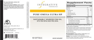 Photo of the Integrative Therapeutics Pure Omega Ultra HP label