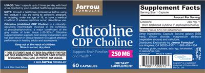 Photo of the Jarrow Formulas Citicoline CDP Choline 250 mg label