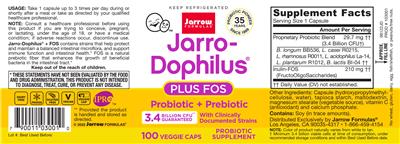 Photo of the Jarrow Formulas Jarro-Dophilus plus FOS label