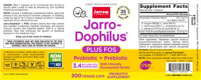 Photo of the Jarrow Formulas Jarro-Dophilus plus FOS label