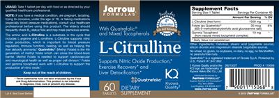 Photo of the Jarrow Formulas L-Citrulline label