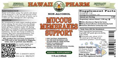 Photo of the Hawaii Pharm Mucous Membranes Support Non-Alcohol label