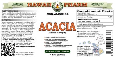 Photo of the Hawaii Pharm Acacia Non-Alcohol label