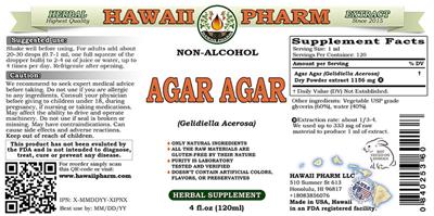 Photo of the Hawaii Pharm Agar Agar Non-Alcohol label