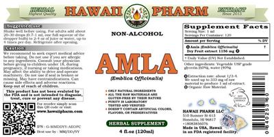 Photo of the Hawaii Pharm Amla Non-Alcohol label