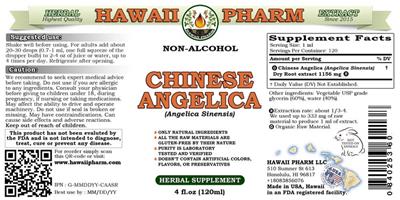 Photo of the Hawaii Pharm Chinese Angelica (Angelica sinensis) Non-Alcohol label