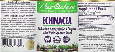 Photo of the Paradise Dual Action Echinacea label