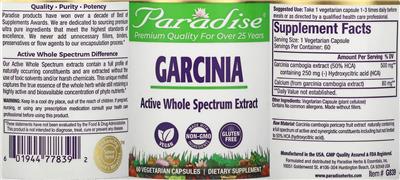Photo of the Paradise Garcinia label