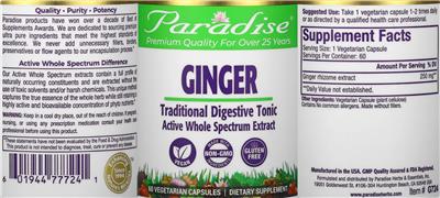 Photo of the Paradise Ginger label