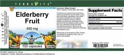Photo of the TerraVita Premium Collection Elderberry Fruit 450 mg label