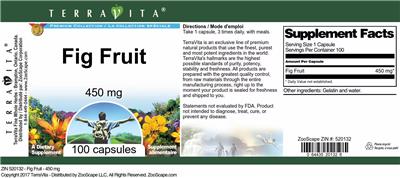 Photo of the TerraVita Premium Collection Fig Fruit 450 mg label