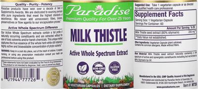 Photo of the Paradise Milk Thistle label