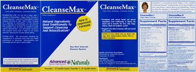 Photo of the Advanced Naturals CleanseMax II Colon Cleanse Formula label