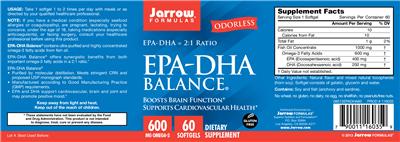 Photo of the Jarrow Formulas EPA-DHA Balance label