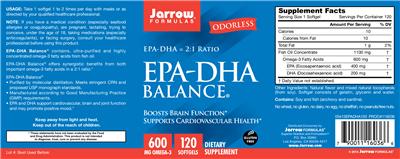 Photo of the Jarrow Formulas EPA-DHA Balance label