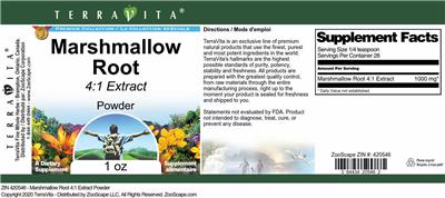 Photo of the TerraVita Premium Collection Marshmallow Root 4:1 Extract Powder label
