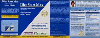 Photo of the Advanced Naturals Diet Start Max II Colon Cleanse Formula label