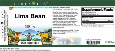 Photo of the TerraVita Premium Collection Lima Bean 450 mg label