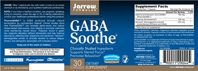 Photo of the Jarrow Formulas GABA Soothe label